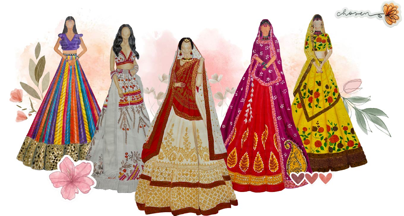 Ethnic wear fashion illustrations by Raveena Jangir